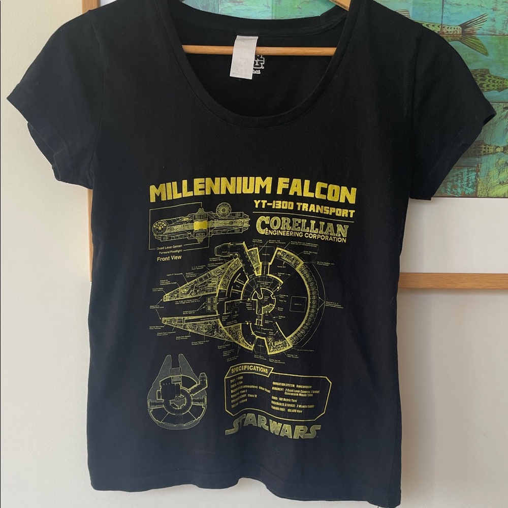 Black Star Wars Millennium Falcon T-Shirt